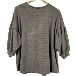 Dress Up Oversized Grey Taupe Chenille Top with Puffed Sleeves Size XL - 2X ?
